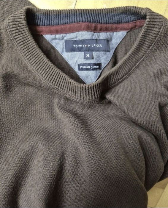 Pulover Tommy Hilfiger Premium Cotton, Bărbați, Maro, Mărimea XL