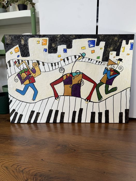 Vand tablou abstract pictat in acrilic