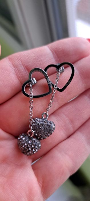 Обеци liu jo,цвят графит с канъни