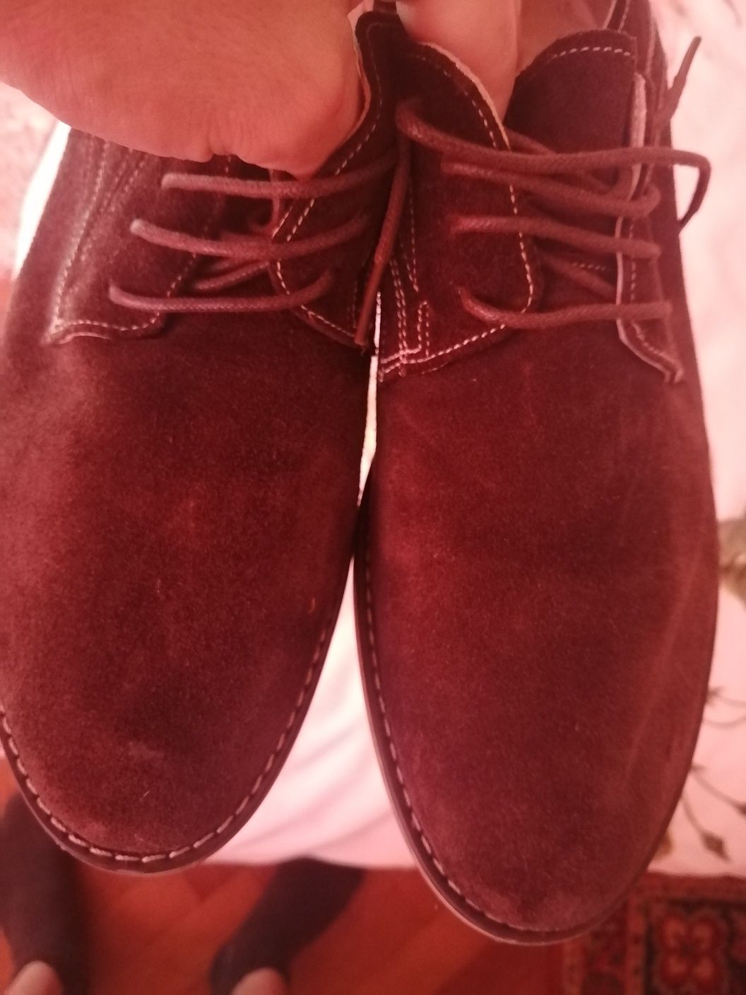 Pantofi piele întoarsă culoare maro
