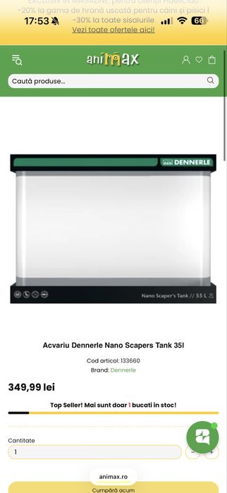 Full set Acvariu curbat Dennerle Nano Scapers Tank 35l + Accesorii