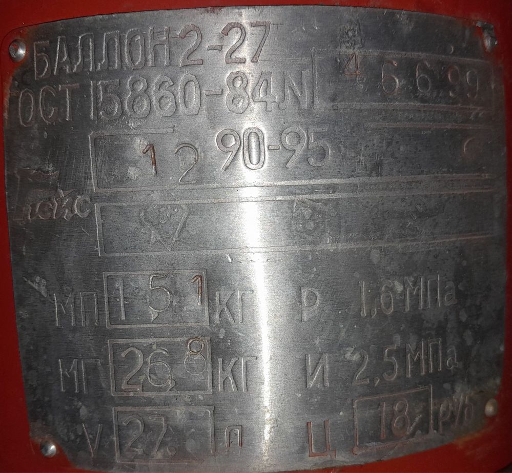 Пропан баллон 27л