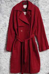 Palton dama L, Koton 44, rosu, lana amestec, nou cu eticheta