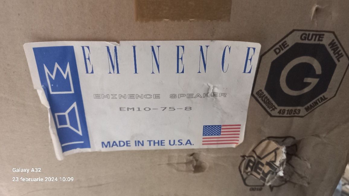 difuzoare Eminence em10-758, 25cm/8 ohmi,Made in Usa