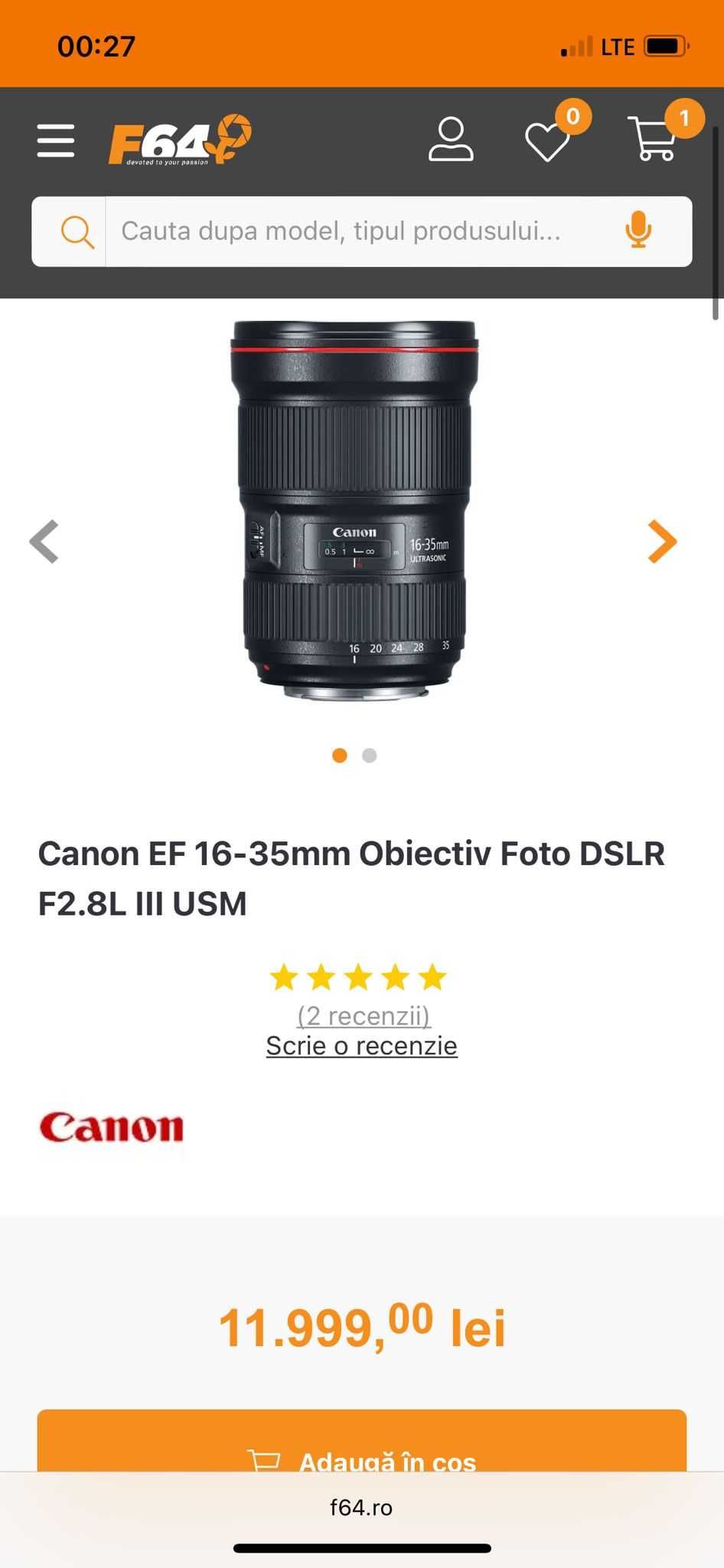 Canon EF 16-35mm F2.8 L versiunea  III USM