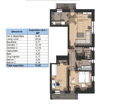 Apartament 2 camere Campulung Iezer Residence Direct Dezvoltator