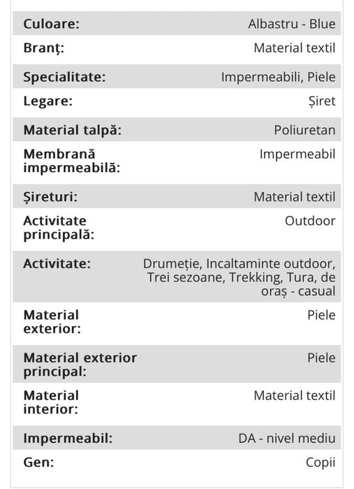 Bocanci copii mărimea 34