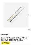 Pescuit Caperlan 900 Full Cork 3.90m si Mulinete Stratagem 10000 +husa