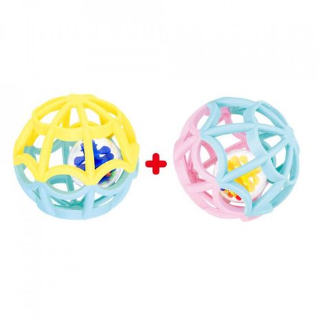 Set de 2 mingi pentru dentitie, plastic, multicolor, 10 x 10 cm