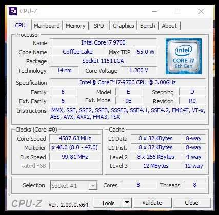 Процесор Intel® Core™ i7-9700 lga 1151