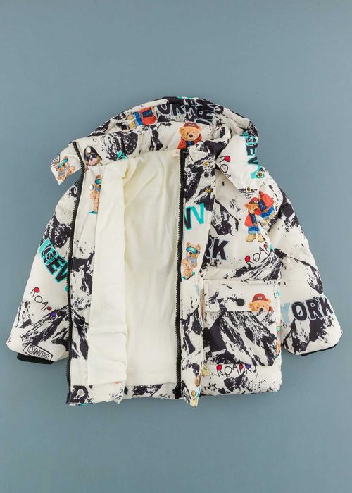 Детско яке с мечета и аксесоар чанта, Екрю Цвят