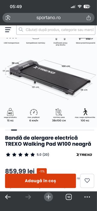 Treadmill electric TREXO Walking Pad W100