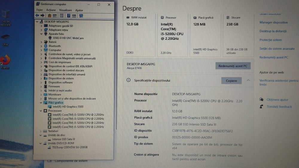 Medion Akoya 17,3 inch, Core I5, 12 GB RAM, SSD 240GB baterie 2 ore