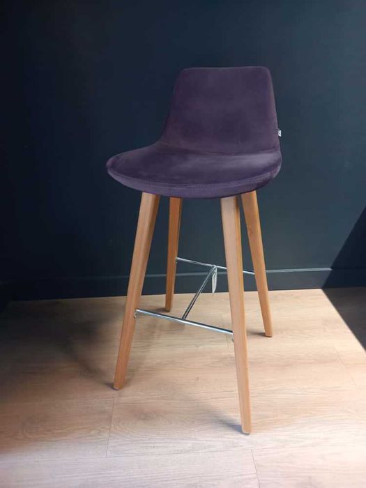Scaun bar lemn tapitat mov 1 bc si bej 1 bc