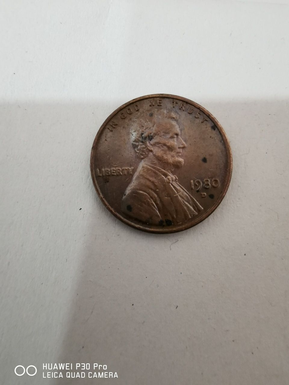 Moneda One Cent-USA-1980-rara
