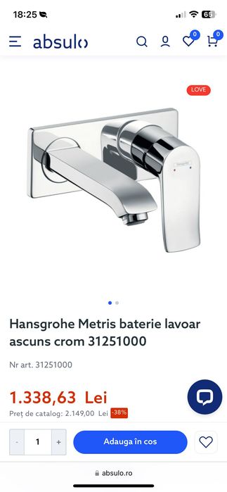 Hansgrohe Metris baterie lavoar ascuns crom 31251000