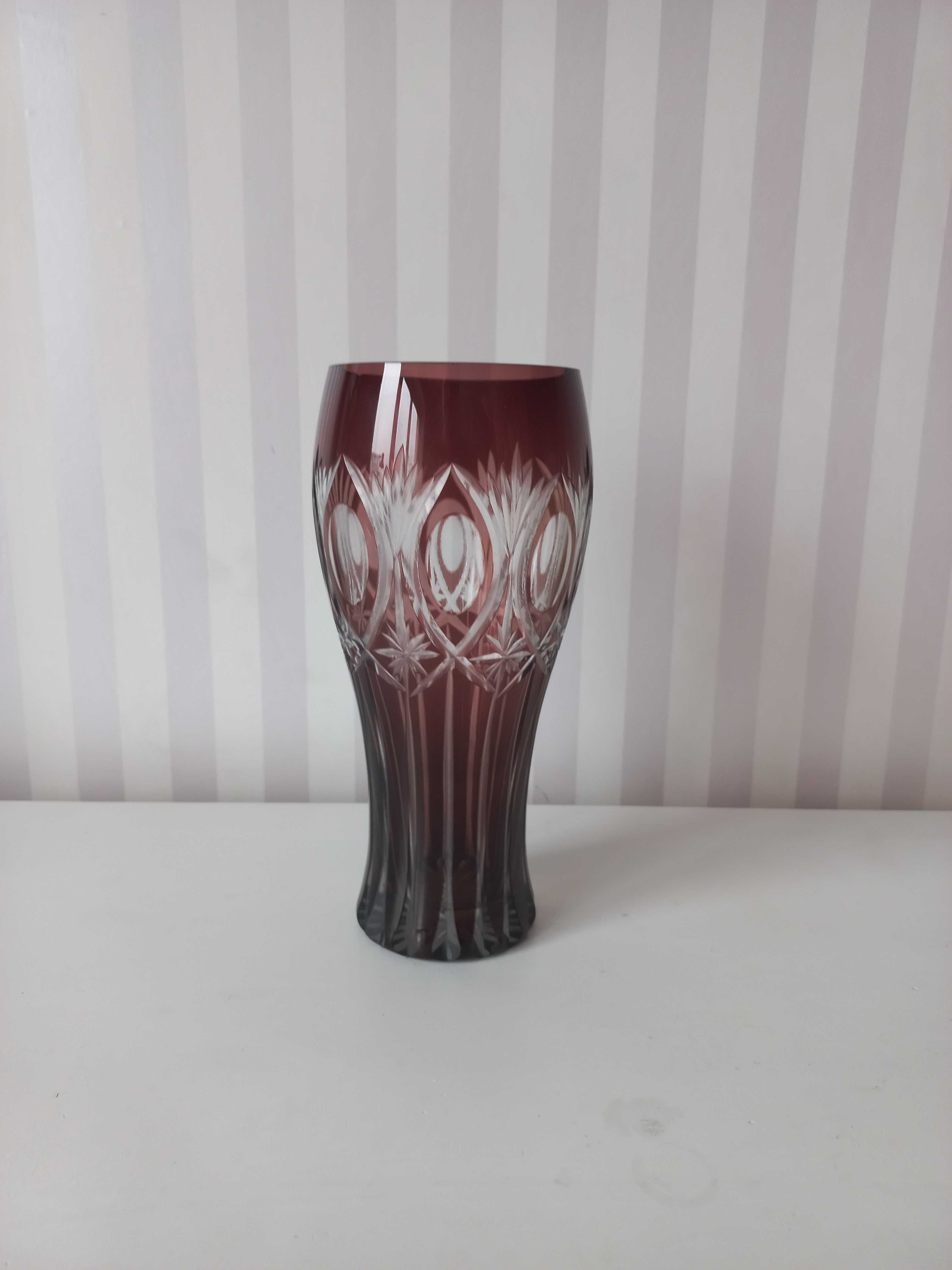 Чешская ваза, цветной хрусталь,  конфетница, богемия, цветное стекло