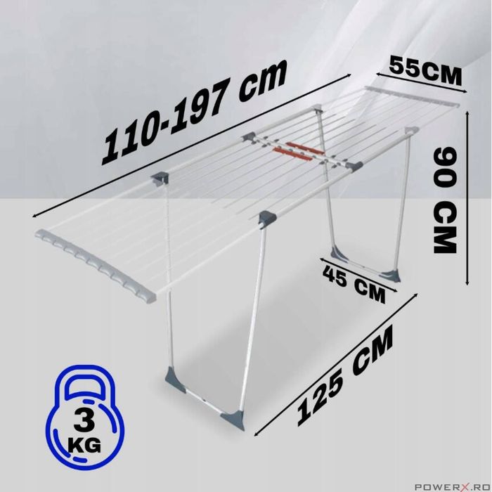 Uscator de rufe metalic cu extensie 20m Sepio