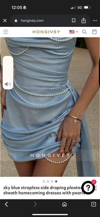 Сатенена рокля с перли хс