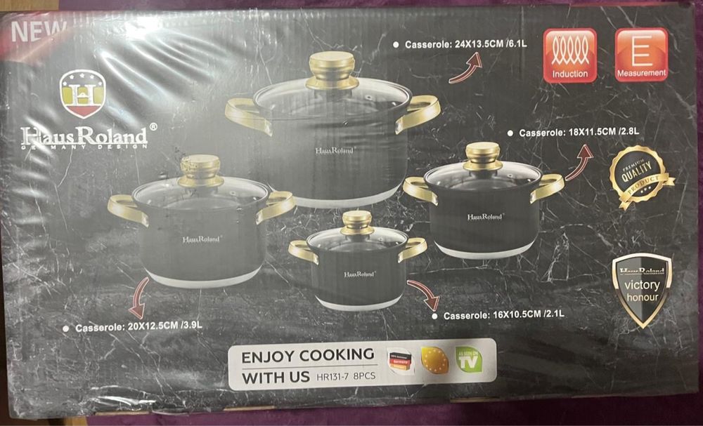 Haus Roland набор кастрюля ТОРГ НОВЫЙ HR131-7 нержавеющая сталь 4 в 1