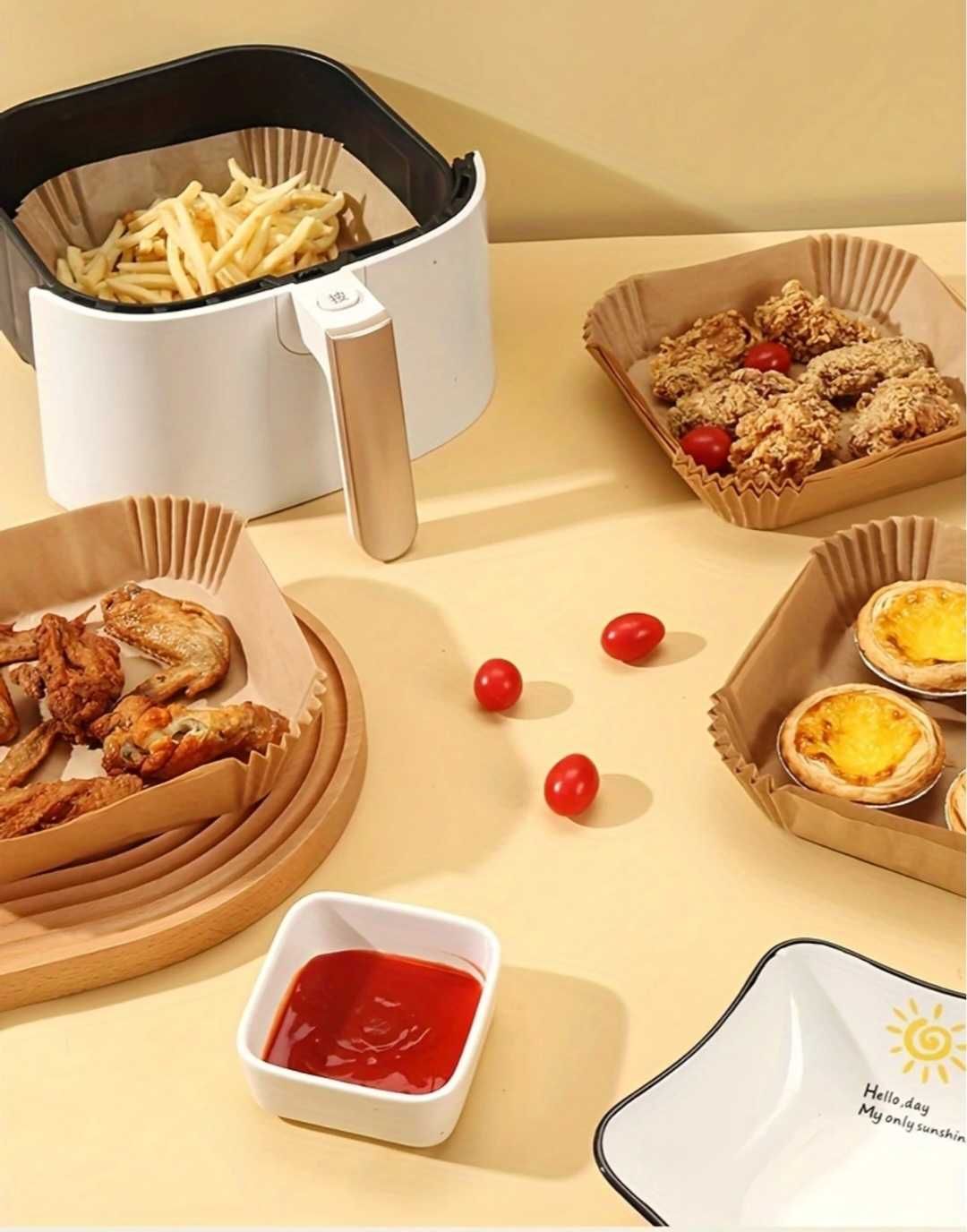 Set hârtie de copt pt. friteuza cu aer cald Air Fryer, 50 bucăți 23 cm