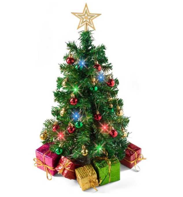 Brad artificial PREXTEX 58 cm, cu ornamente și vârf stea