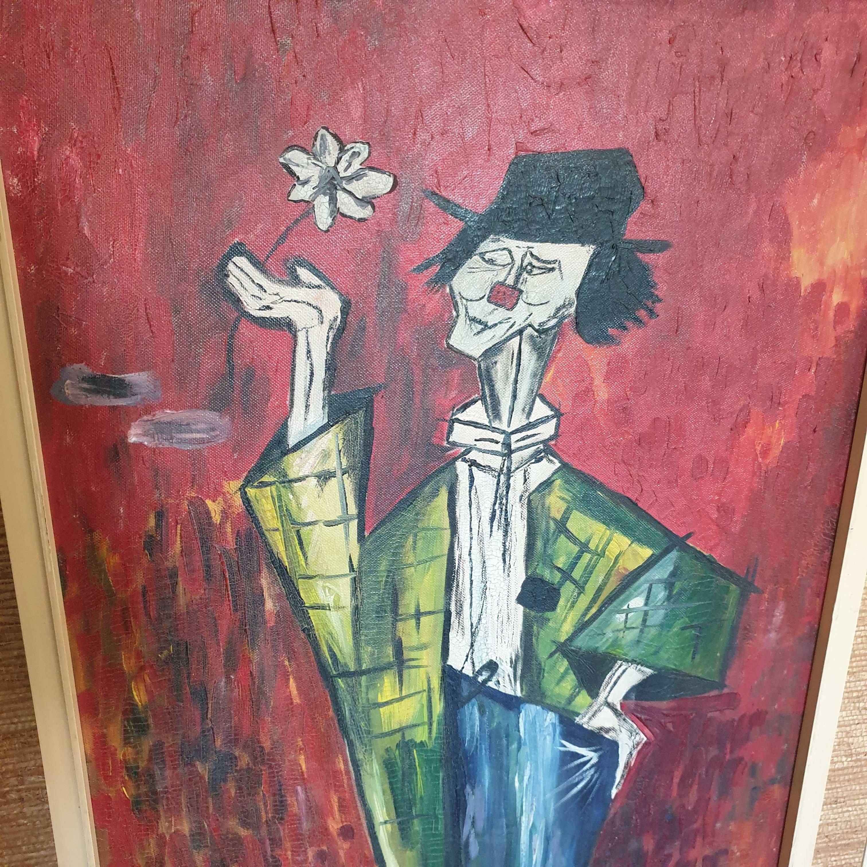 Стара картина на клоун, масло/платно,1965година ,подписана