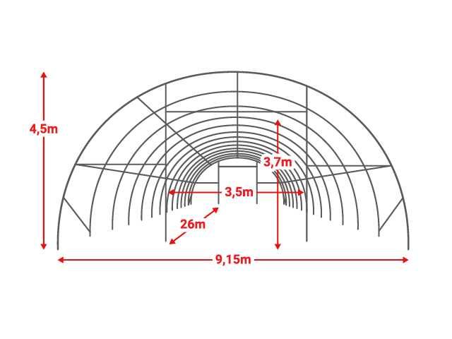 9x12 9x20 9x26 m Cort industrial halā semirotund Depozit verde gri alb