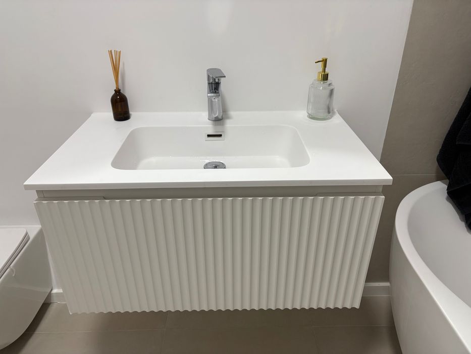 Set mască lavoar, lavoar, baterie și oglindă LED