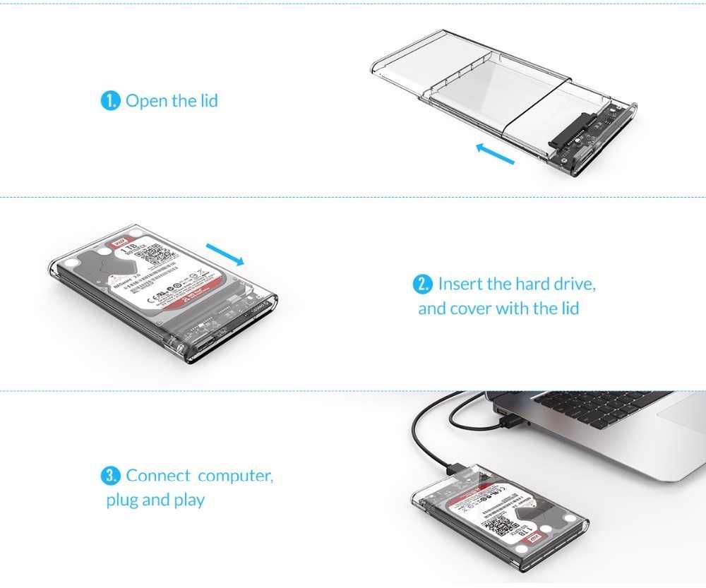 ORICO Carcasa rack extern HDD / SSD 2.5" SATA la USB 3.0 transparent