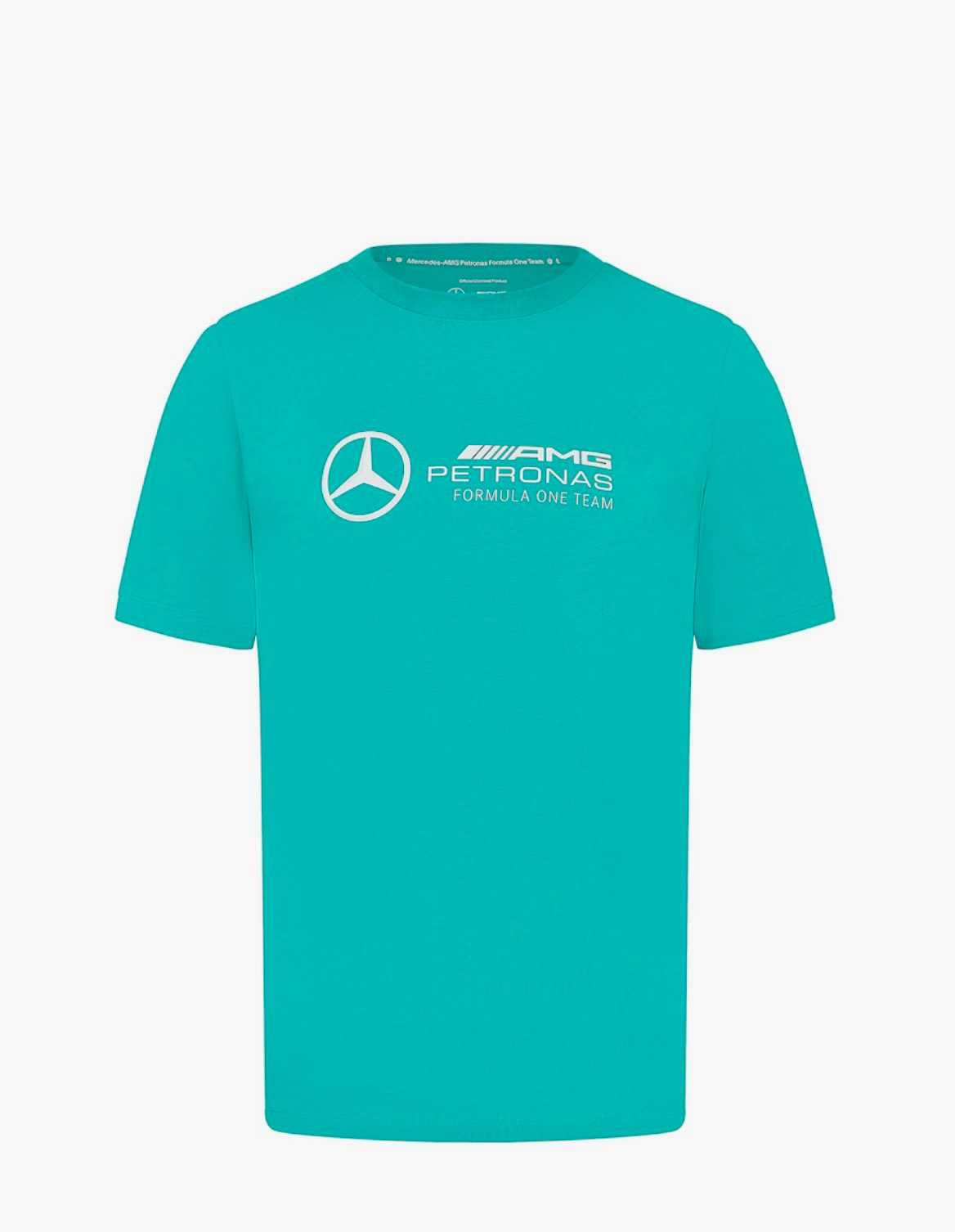 Мъжка тениска Mercedes AMG Petronas F1 Logo T-Shirt - White and teal