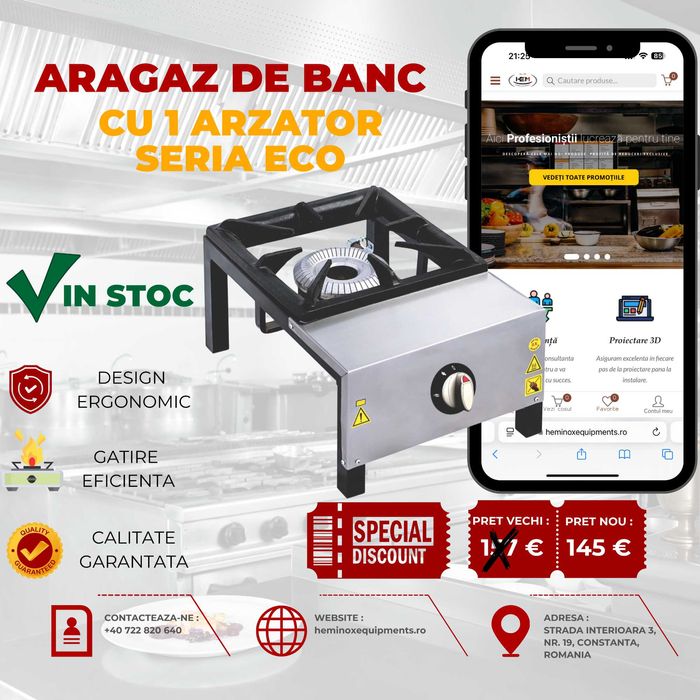 Aragaz De Banc Inox cu 1Arzator,2Arzatoare,3Arzatoare,4Arzatoare Gaz