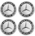 Set 4 Capace Mercedes negru/crom pentru jante originale MERCEDES