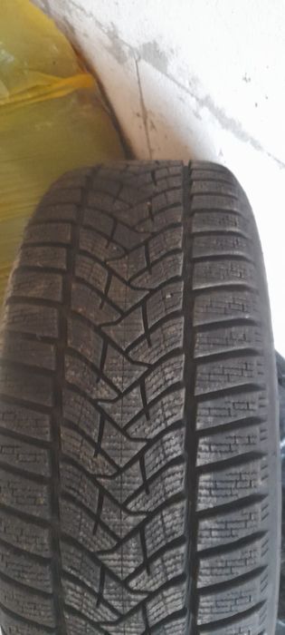 Set jante tablă + Cauciucuri M+S iarna Dunlop 215/55R16~ca si NOI