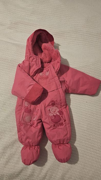 Salopeta iarnă roz/roșu pentru bebe 0-3 luni foarte groasa impermeabil