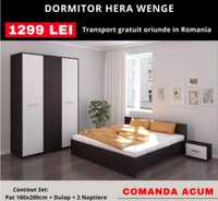 Dormitor Hera wenge/alb/stejar cu alb