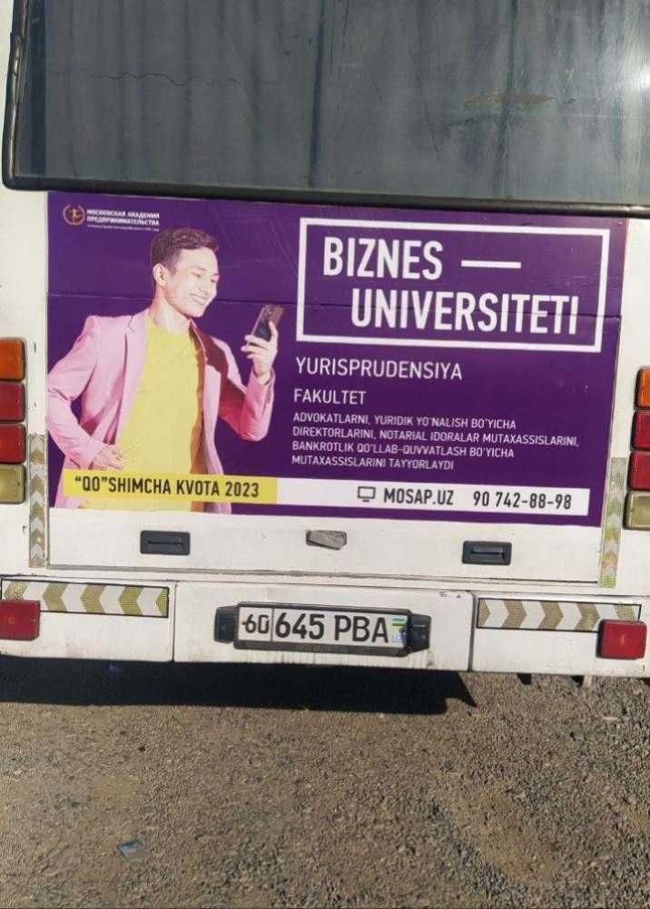 Aftobusda reklamalar Jizzaxda/ Афтобусда реклама Жиззахда