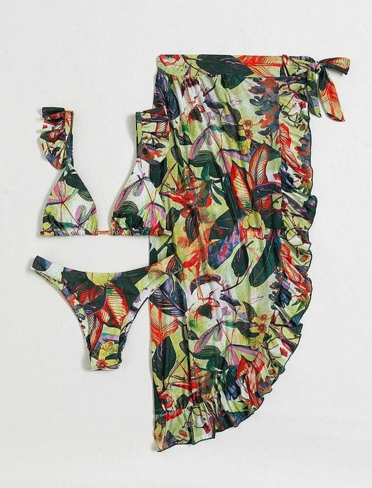 Costum de baie 3 piese cu fusta