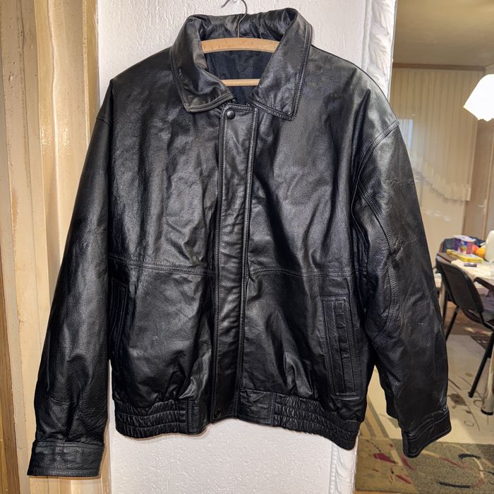 Geaca Piele Naturala CANDA Bomber Negru Barbati | Marime XL