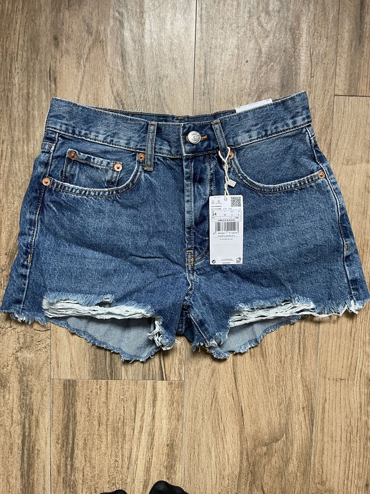 Pantaloni scurti NOI Mango din denim cu rupturi Marime 34