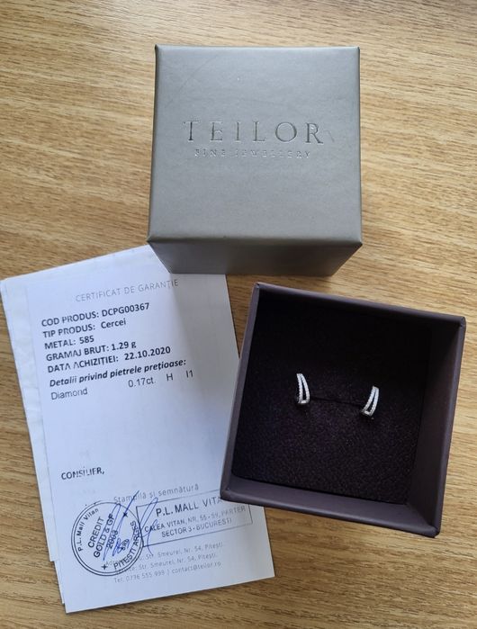 Cercei aur alb cu diamante Teilor