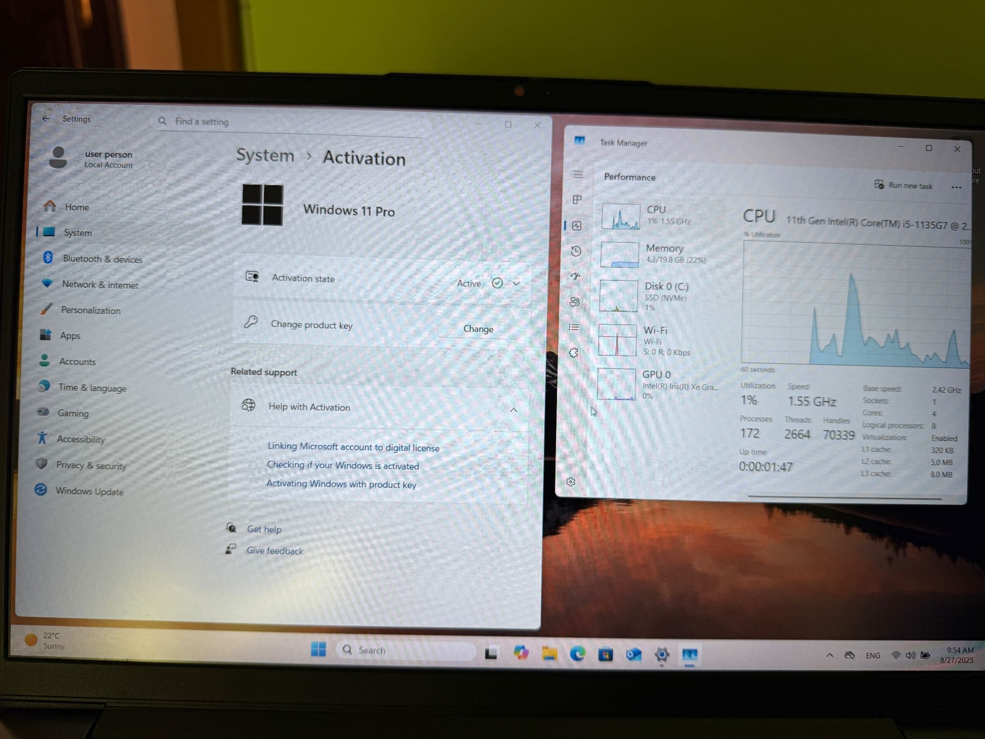 Лаптоп Lenovo ideapad3 intel core i5-11gen / 512GB SSD / 20RAM