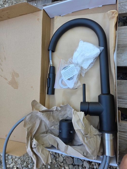 Baterie bucătărie neagră de înaltă presiune cu extensie