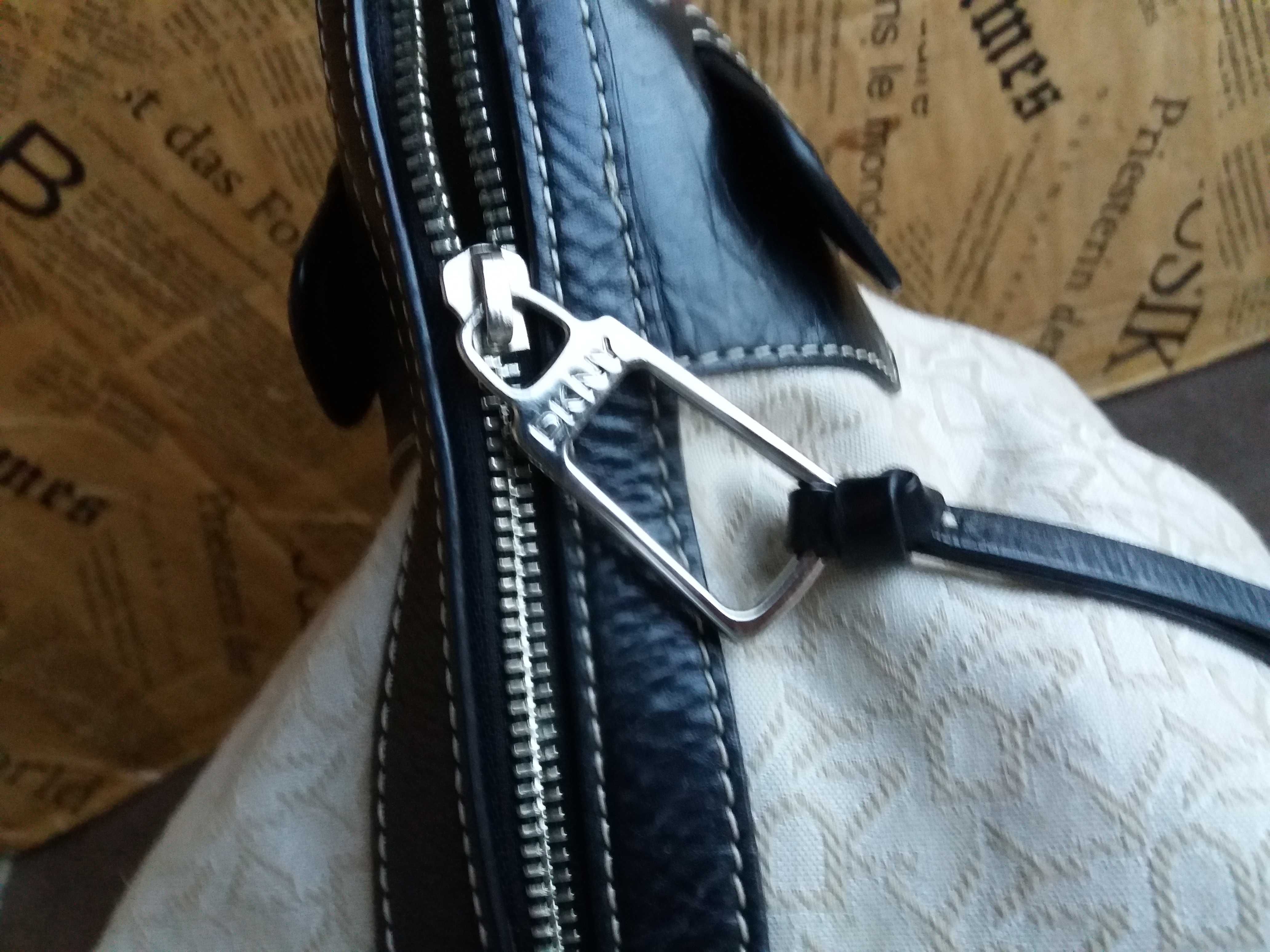 DKNY текстилна чанта-естествена кожа,дона карън