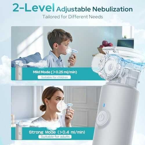 Нов Тих Портативен инхалатор за възрастни и деца 1–5 μm Финa мъгла