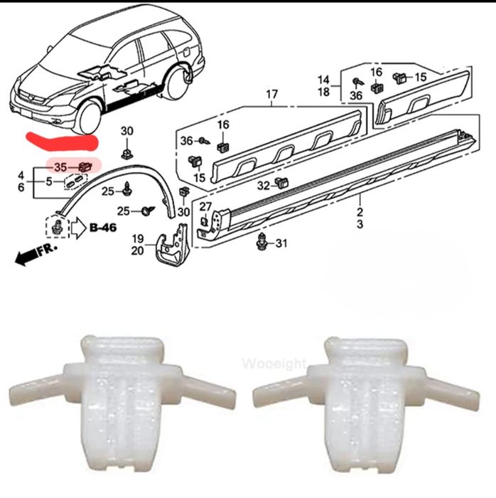 10 бр Щипки за лайсна на пр. калник 91513-SMG-E11