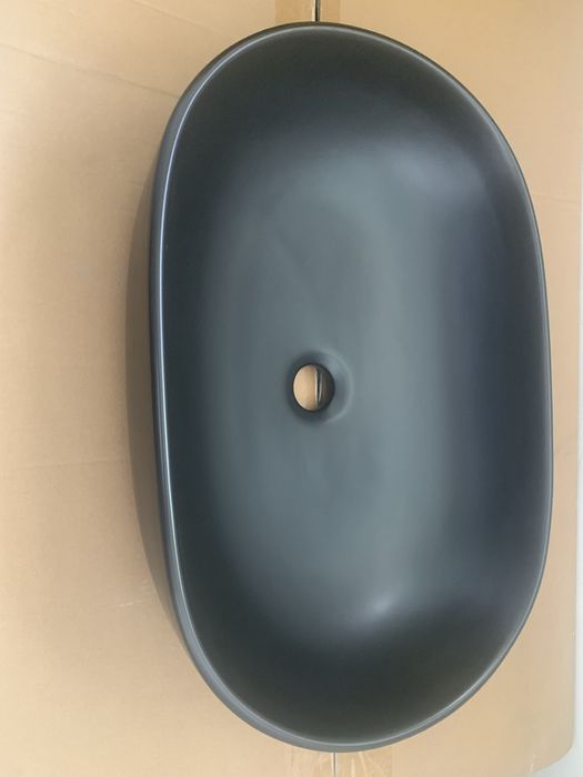 Lavoar pe blat Invena Teja oval 60 cm negru mat