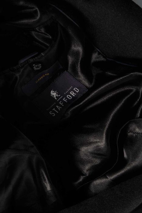 Palton slim 42 XL premium Stafford England lana si casmir gri inchis