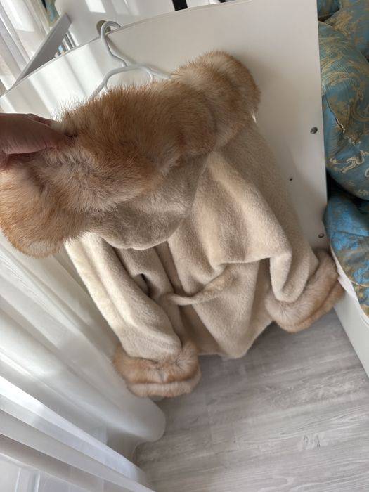 Пончо палто Алкантара Alcantara s размер естествен косъм лисица