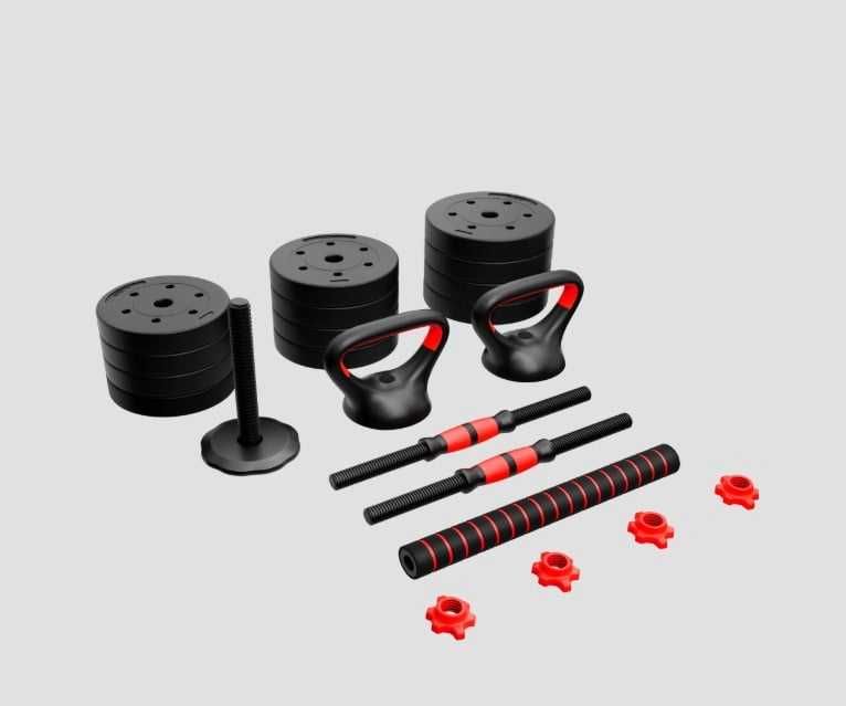 Set gantere reglabile, doua bare, 12 greutati